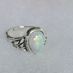 NEW SIZE 6 🌈 MOONSTONE  FASHION SILVER RING